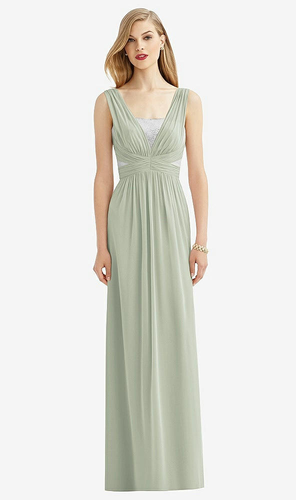 Front View - Celadon & Metallic Silver After Six Bridesmaid Dress 6741
