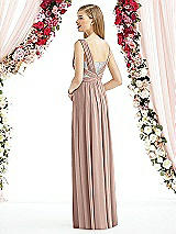 Rear View Thumbnail - Neu Nude & Metallic Silver After Six Bridesmaid Dress 6741