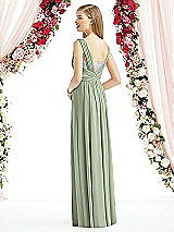 Rear View Thumbnail - Sage & Metallic Silver After Six Bridesmaid Dress 6741