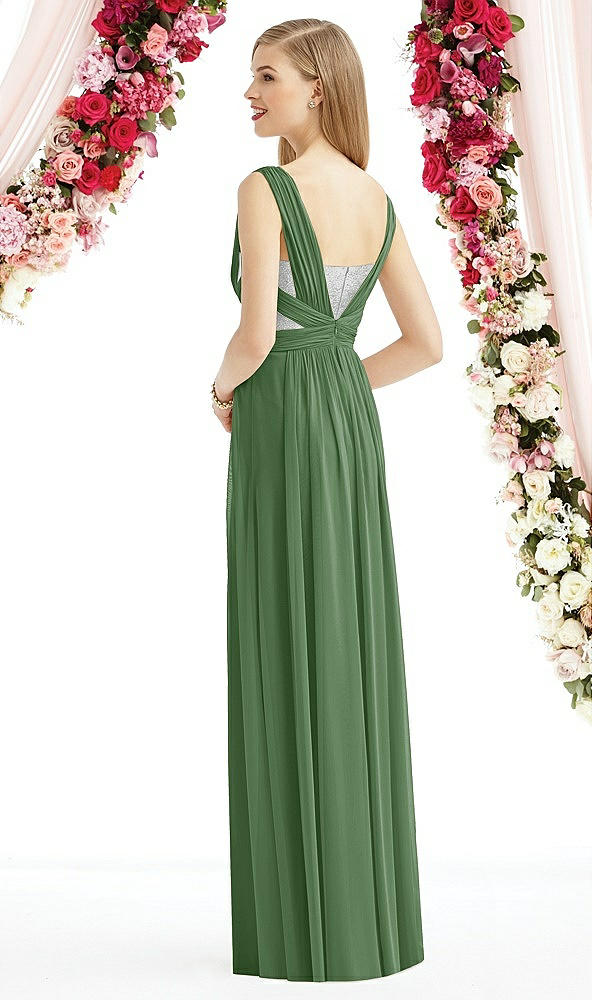 Back View - Vineyard Green & Metallic Silver After Six Bridesmaid Dress 6741