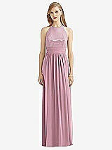 Front View Thumbnail - Dusty Pink Halter Lux Chiffon Sequin Bodice Dress
