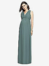 Front View Thumbnail - Smoke Blue  Sleeveless Shirred Skirt Maternity Dress