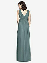 Rear View Thumbnail - Smoke Blue  Sleeveless Shirred Skirt Maternity Dress