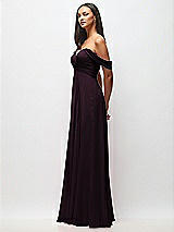 Side View Thumbnail - Deep Plum Off-the-Shoulder Draped Chiffon Maxi Dress