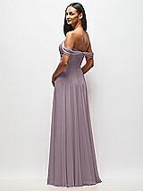 Rear View Thumbnail - Lilac Dusk Off-the-Shoulder Draped Chiffon Maxi Dress