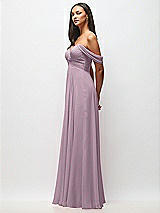 Side View Thumbnail - Suede Rose Off-the-Shoulder Draped Chiffon Maxi Dress
