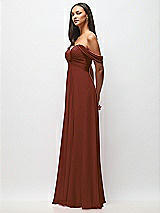 Side View Thumbnail - Auburn Moon Off-the-Shoulder Draped Chiffon Maxi Dress