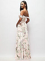 Rear View Thumbnail - Blush Garden Off-the-Shoulder Draped Chiffon Maxi Dress