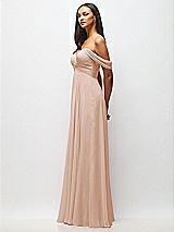 Side View Thumbnail - Cameo Off-the-Shoulder Draped Chiffon Maxi Dress