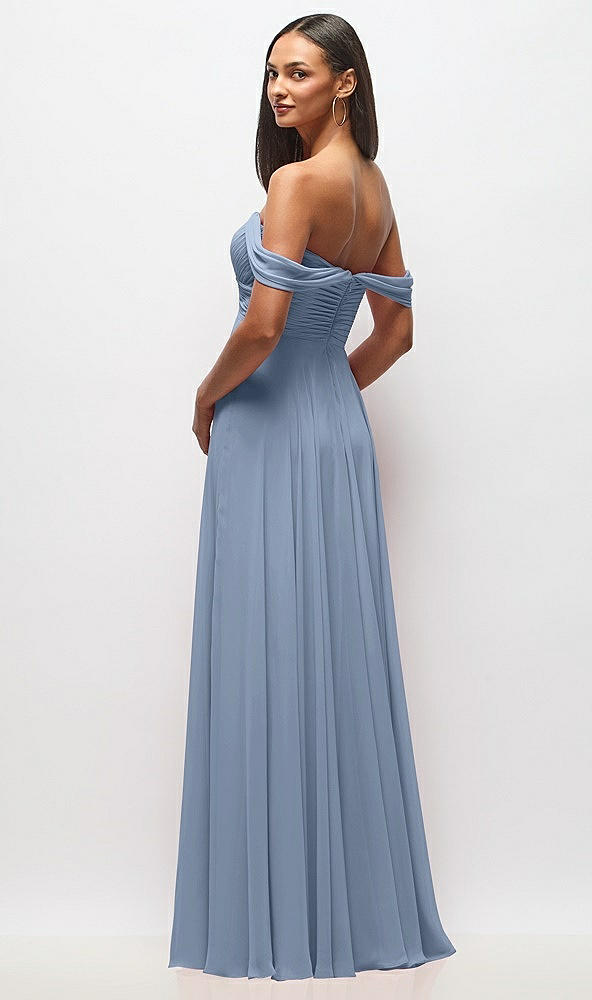 Back View - Cloudy Off-the-Shoulder Draped Chiffon Maxi Dress