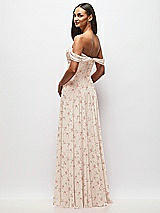 Rear View Thumbnail - Coquette Floral Print Off-the-Shoulder Draped Chiffon Maxi Dress