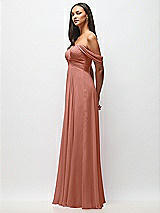 Side View Thumbnail - Desert Rose Off-the-Shoulder Draped Chiffon Maxi Dress