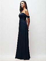 Side View Thumbnail - Midnight Navy Off-the-Shoulder Draped Chiffon Maxi Dress