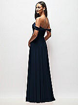 Rear View Thumbnail - Midnight Navy Off-the-Shoulder Draped Chiffon Maxi Dress