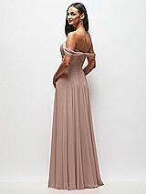 Rear View Thumbnail - Neu Nude Off-the-Shoulder Draped Chiffon Maxi Dress