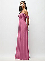 Side View Thumbnail - Orchid Pink Off-the-Shoulder Draped Chiffon Maxi Dress