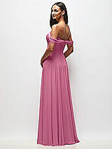 Rear View Thumbnail - Orchid Pink Off-the-Shoulder Draped Chiffon Maxi Dress