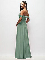 Rear View Thumbnail - Seagrass Off-the-Shoulder Draped Chiffon Maxi Dress
