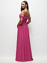 Rear View Thumbnail - Tea Rose Off-the-Shoulder Draped Chiffon Maxi Dress