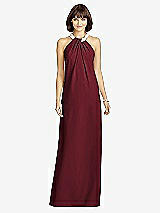 Front View Thumbnail - Cabernet Full Length Crepe Halter Neckline Dress