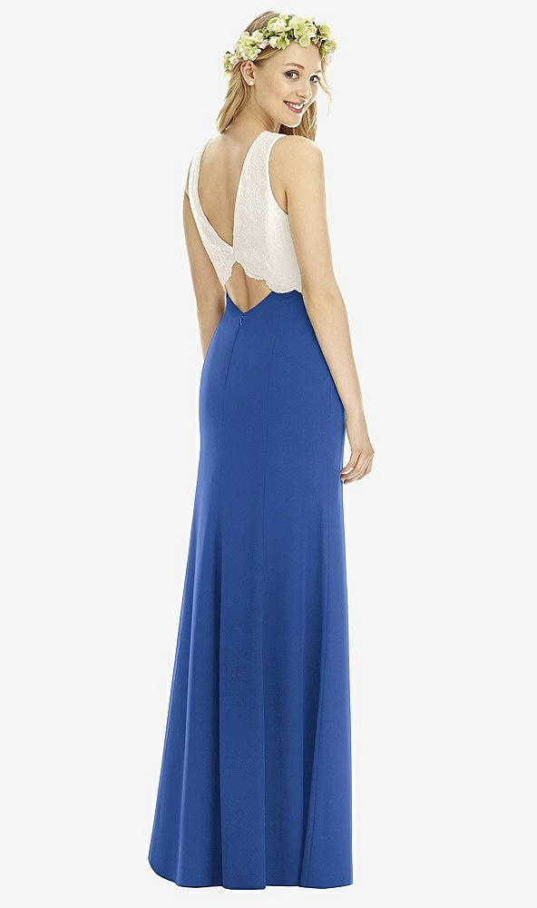 Back View - Classic Blue & Ivory Social Bridesmaids Style 8172