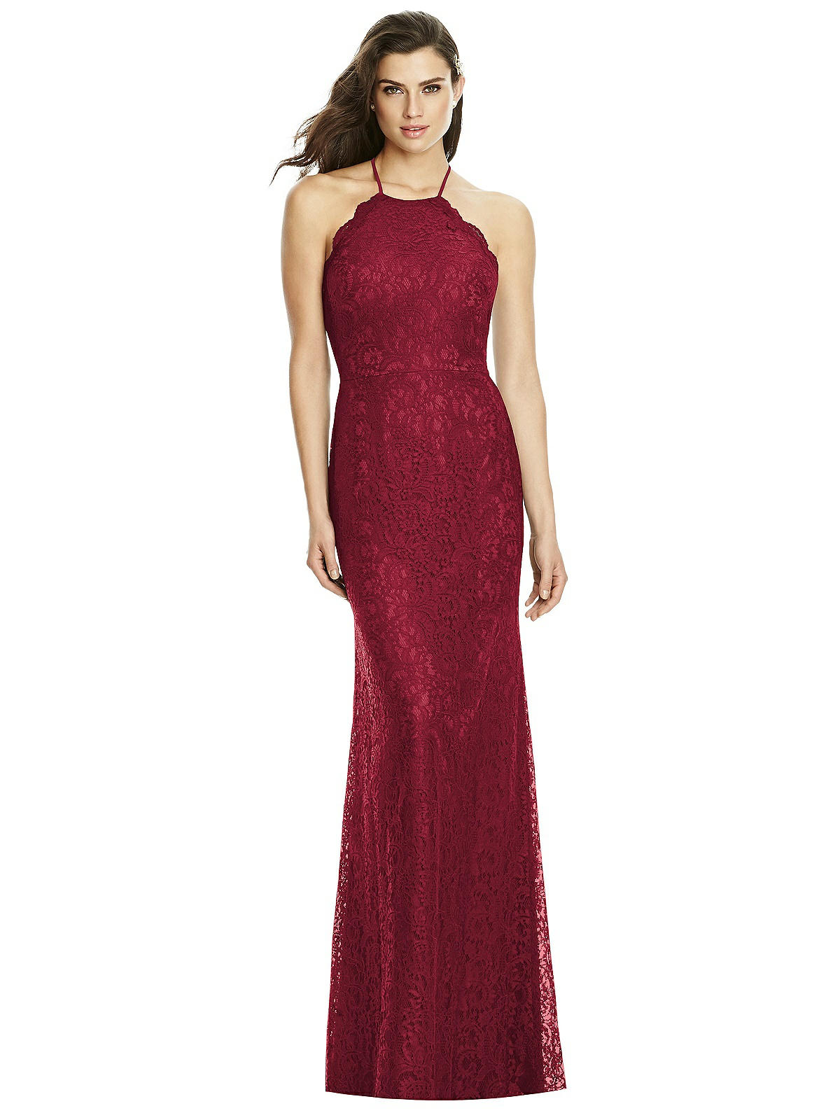 chinese dress ladies Halter Plunging V-neck A-line Burgundy Lace Dress for Prom Party –  loveangeldress