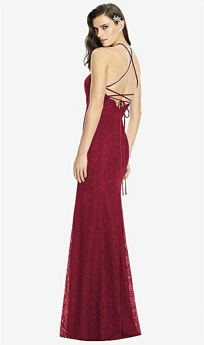 chinese dress ladies Modest Burgundy Lace Open Back Prom Dress Bridesmaid Dresses With Sleeves main image 0