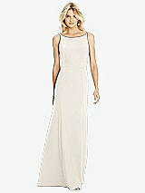Rear View Thumbnail - Ivory Bateau Neck Open-Back Trumpet Gown