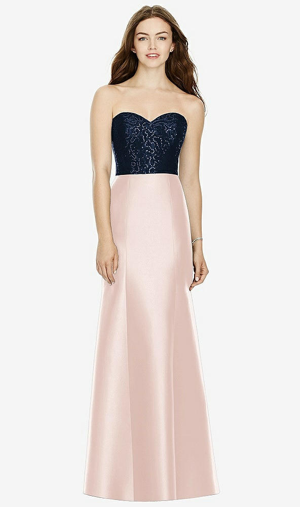 Front View - Blush & Midnight Navy Bella Bridesmaids Dress BB105