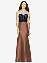 Front View Thumbnail - Cognac & Midnight Navy Bella Bridesmaids Dress BB105