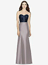 Front View Thumbnail - Cashmere Gray & Midnight Navy Bella Bridesmaids Dress BB105