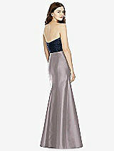 Rear View Thumbnail - Cashmere Gray & Midnight Navy Bella Bridesmaids Dress BB105