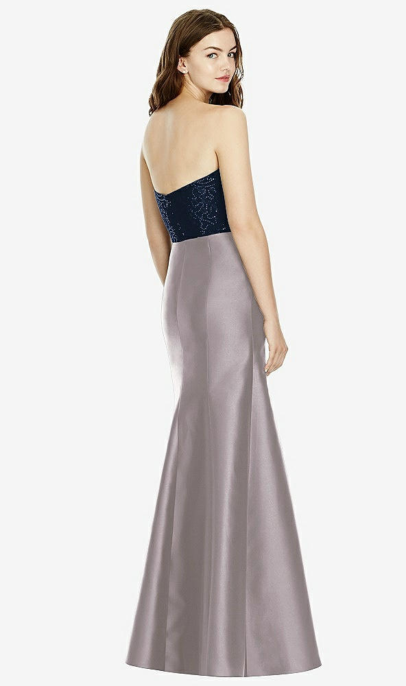 Back View - Cashmere Gray & Midnight Navy Bella Bridesmaids Dress BB105