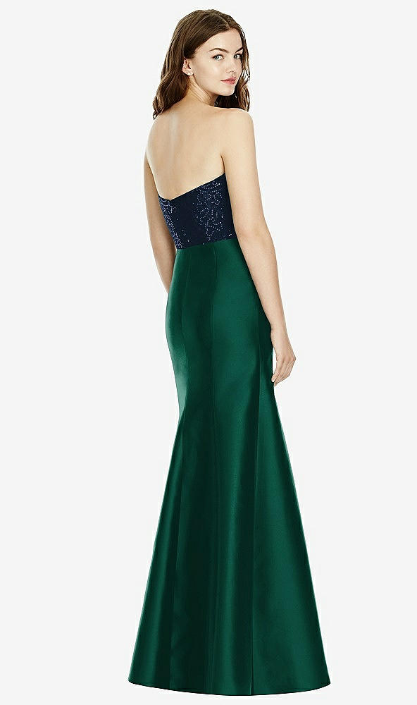 Back View - Hunter Green & Midnight Navy Bella Bridesmaids Dress BB105