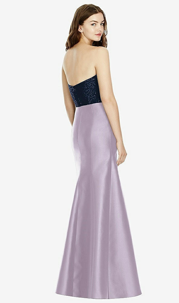 Back View - Lilac Haze & Midnight Navy Bella Bridesmaids Dress BB105