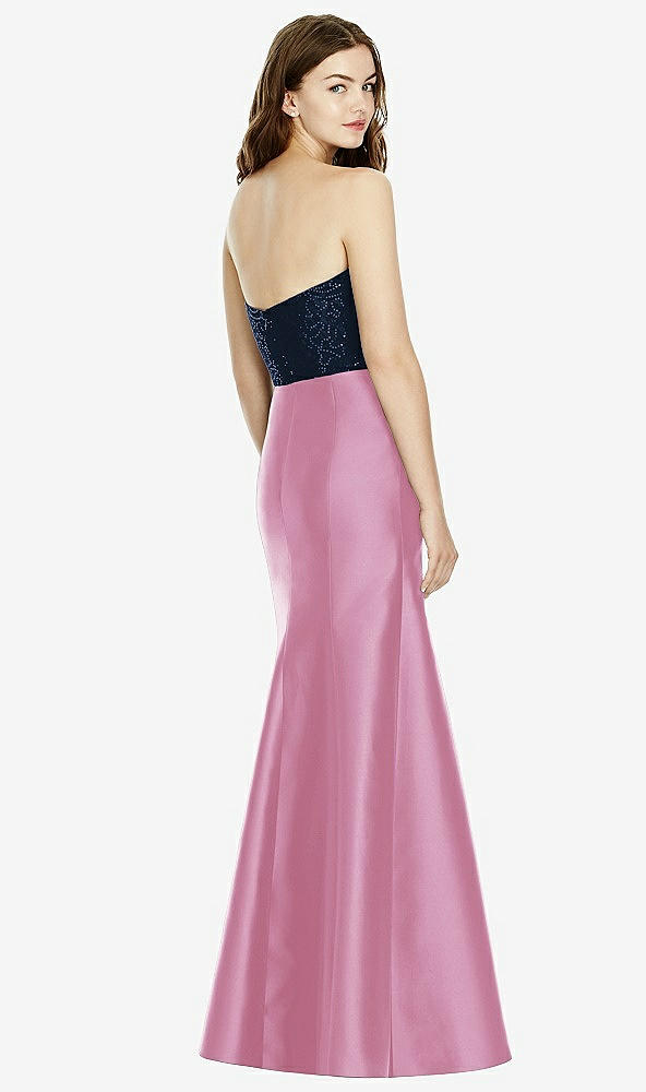 Back View - Powder Pink & Midnight Navy Bella Bridesmaids Dress BB105