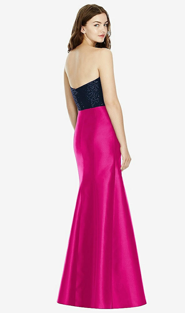 Back View - Think Pink & Midnight Navy Bella Bridesmaids Dress BB105