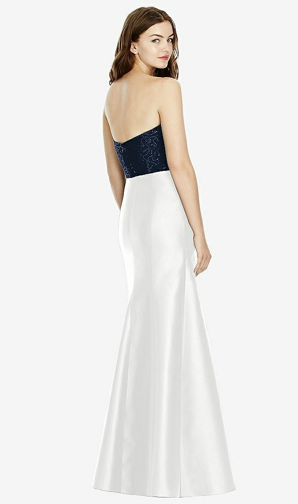 Back View - White & Midnight Navy Bella Bridesmaids Dress BB105