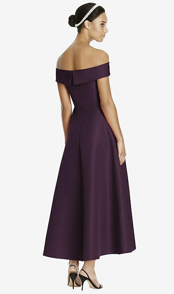 Back View - Aubergine Studio Design 4513 Midi Off-the-Shoulder Bridesmaid Dress