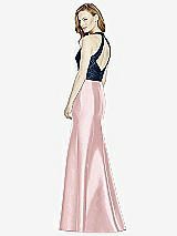 Rear View Thumbnail - Ballet Pink & Midnight Navy Studio Design Collection 4514 Full Length Halter V-Neck Bridesmaid Dress