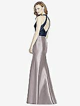 Rear View Thumbnail - Cashmere Gray & Midnight Navy Studio Design Collection 4514 Full Length Halter V-Neck Bridesmaid Dress