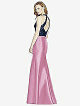 Rear View Thumbnail - Powder Pink & Midnight Navy Studio Design Collection 4514 Full Length Halter V-Neck Bridesmaid Dress