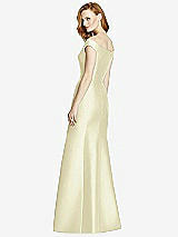 Rear View Thumbnail - Butter Yellow Off-the-Shoulder V-Neck Satin Trumpet Gown
