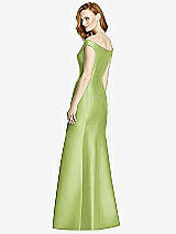 Rear View Thumbnail - Mojito Off-the-Shoulder V-Neck Satin Trumpet Gown