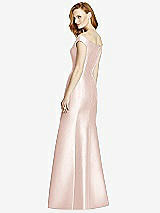 Rear View Thumbnail - Blush Off-the-Shoulder V-Neck Satin Trumpet Gown