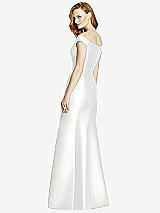 Rear View Thumbnail - White Off-the-Shoulder V-Neck Satin Trumpet Gown
