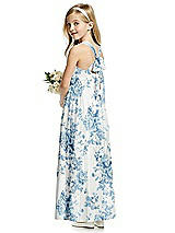 Rear View Thumbnail - Cottage Rose Dusk Blue Flower Girl Dress FL4054