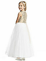 Rear View Thumbnail - Ivory & Rose Gold Flower Girl Dress FL4055