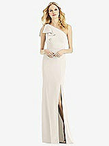 Alt View 1 Thumbnail - Ivory Bowed One-Shoulder Trumpet Gown