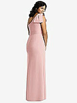 Rear View Thumbnail - Rose Bowed One-Shoulder Trumpet Gown